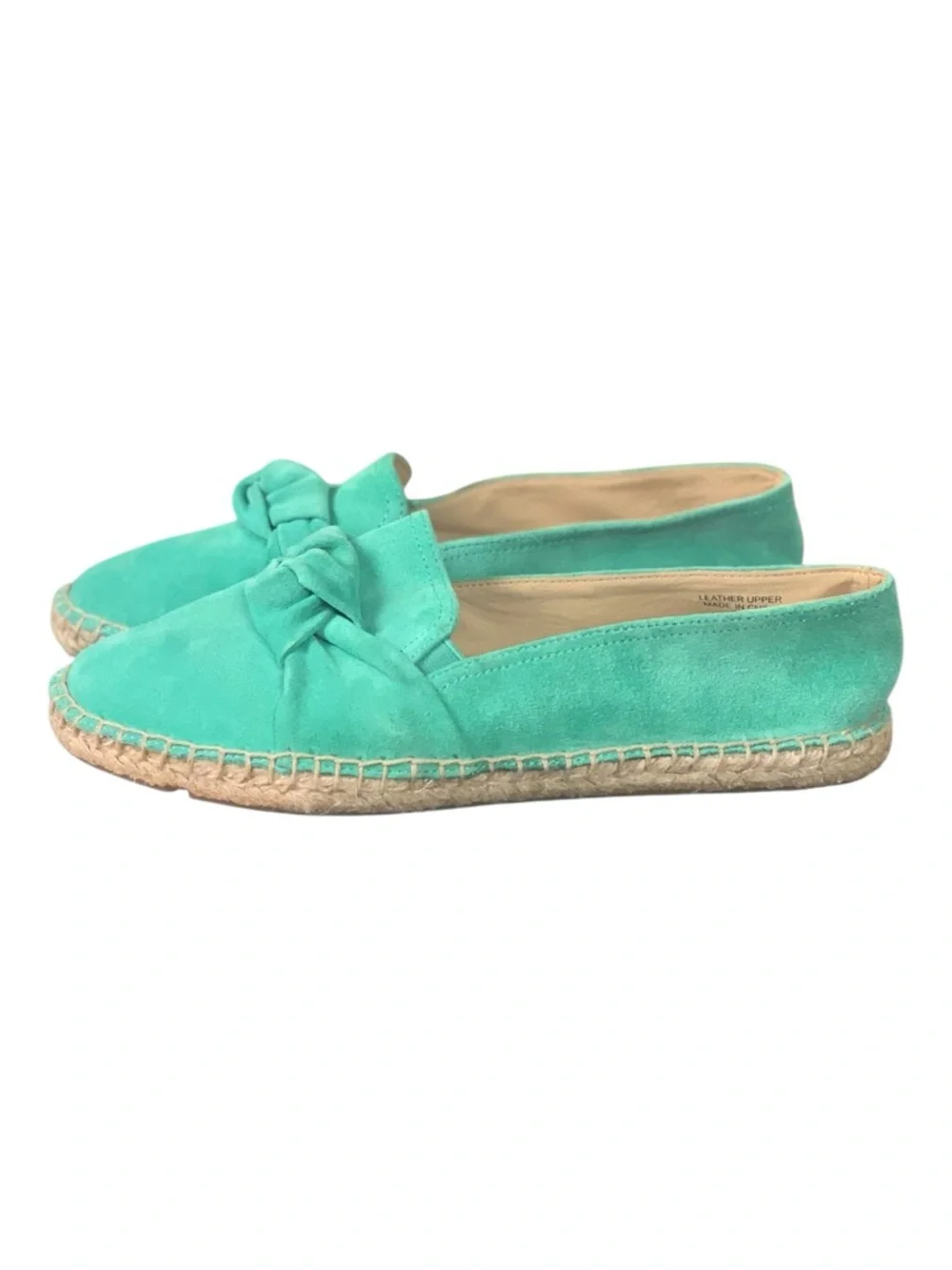 Talbots  Izzy Vibrant Green Suede Knot Espadrille Flat Slip On Summer‎ Size 7